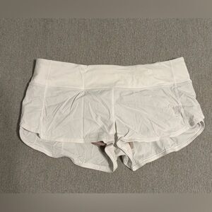 Lululemon Speed Up Short Low-Rise 2.5" White Running Shorts Sz 8 w Rip Tag